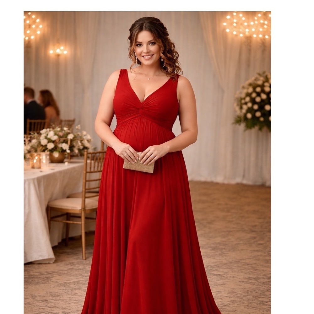 Azazie Yetta Maternity Bridesmaid‎ Formal Dress Chiffon Gown Gala   Womens A14